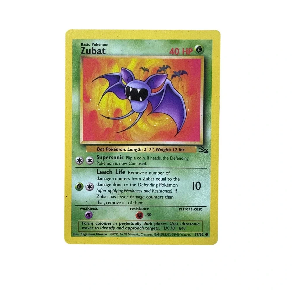 Zubat Pokemon Card - Base Set -‎ 57/62 - Unlimited Edition Collectible TCG MP/LP